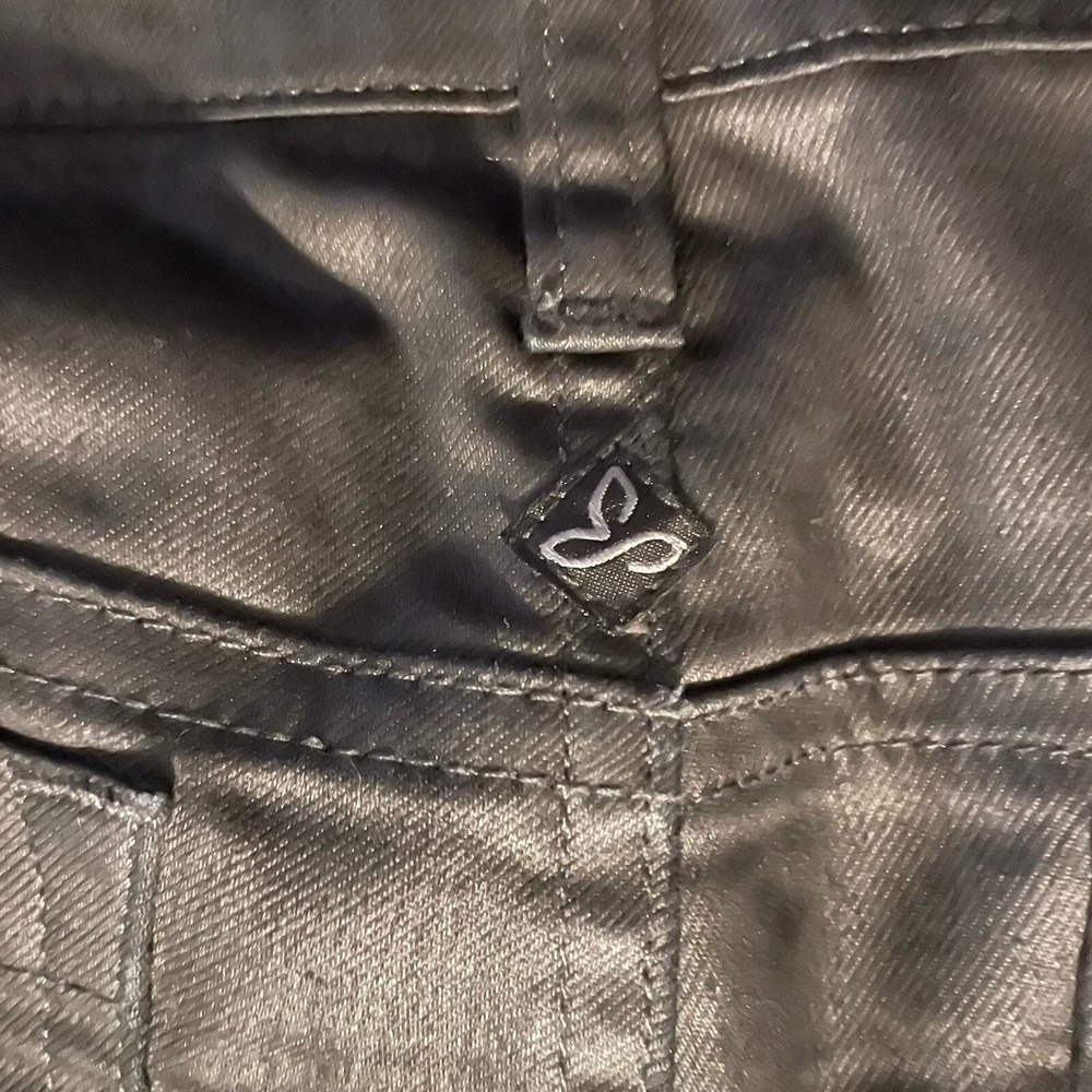 Prana Kara Jett Wax Coated Pants Women 8/29 Black Slim Denim Goth Moto Edgy Punk - Picture 8 of 11